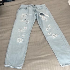 High wasted ripped jeans